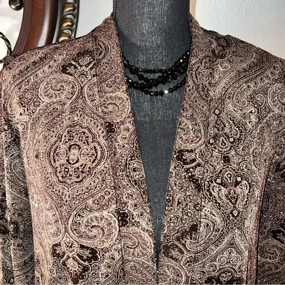 R & M Richards Jackets & Blazers - R & M Richards Brown Black Paisley Print Copper Sparkling Evening Jacket